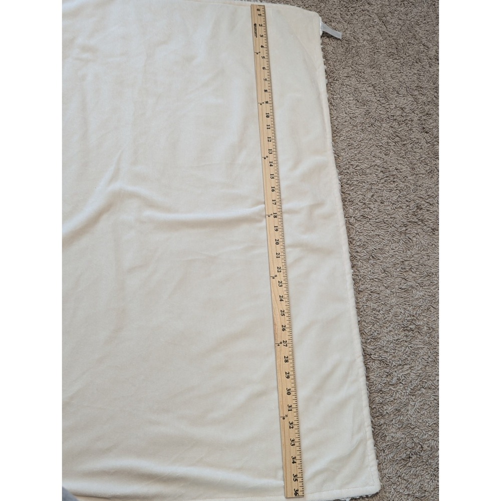 By Anthropologie Baby Blanket Soft Sherpa Minky 36" x 29" Lovey Security Cream - Picture 7 of 8